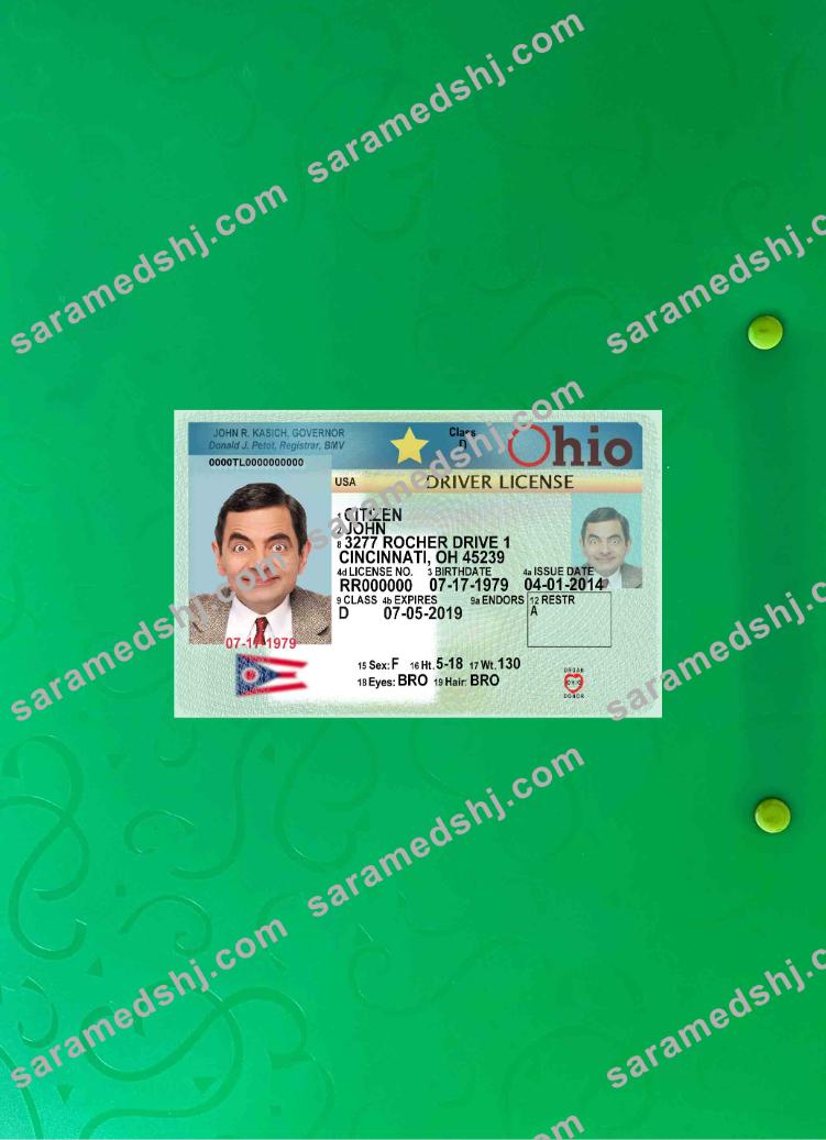 USA Ohio driving license 2018-present photolook FRONT